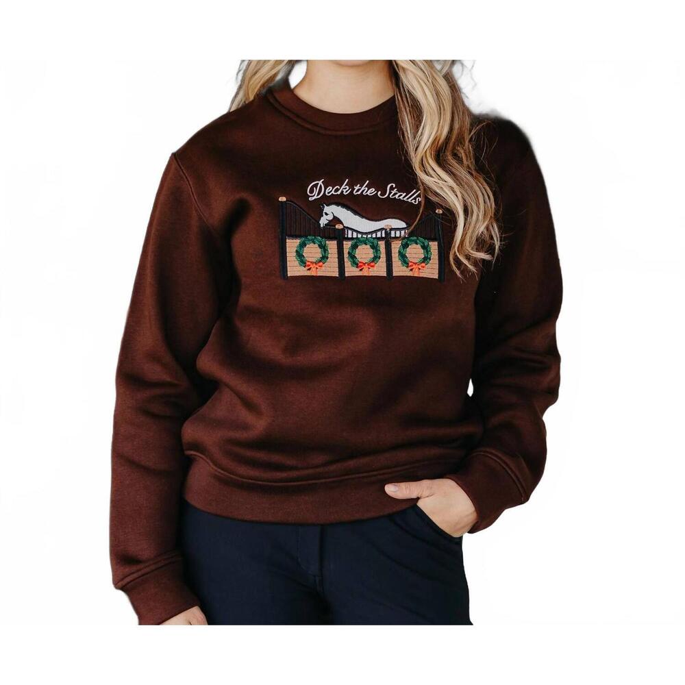 NEW DAPPLEBAY deck the stalls sweatshirt in brown